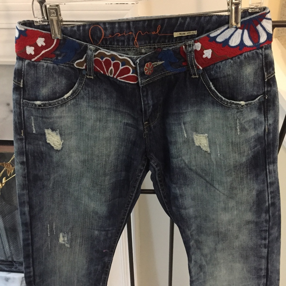 Desigual Embroidered Jeans Euro 40-Slim Fit/US 6/8